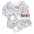ColorIn Pajama Set w Fabric Markers Included